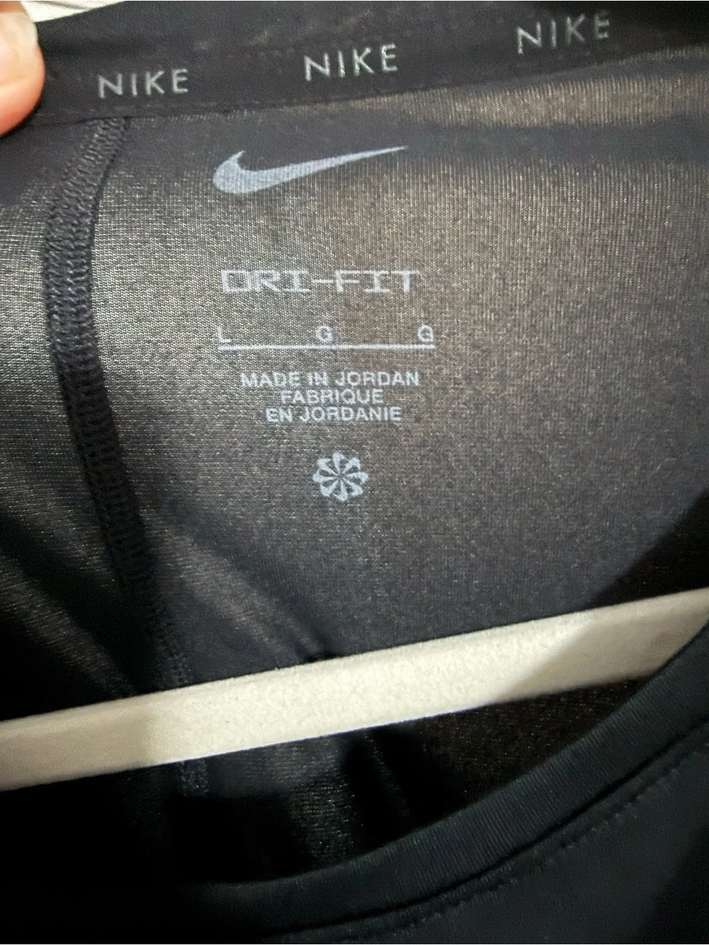 Nike Black Short Sleeve Dri-FIT Tee with White Swoosh - Picture 3 of 3